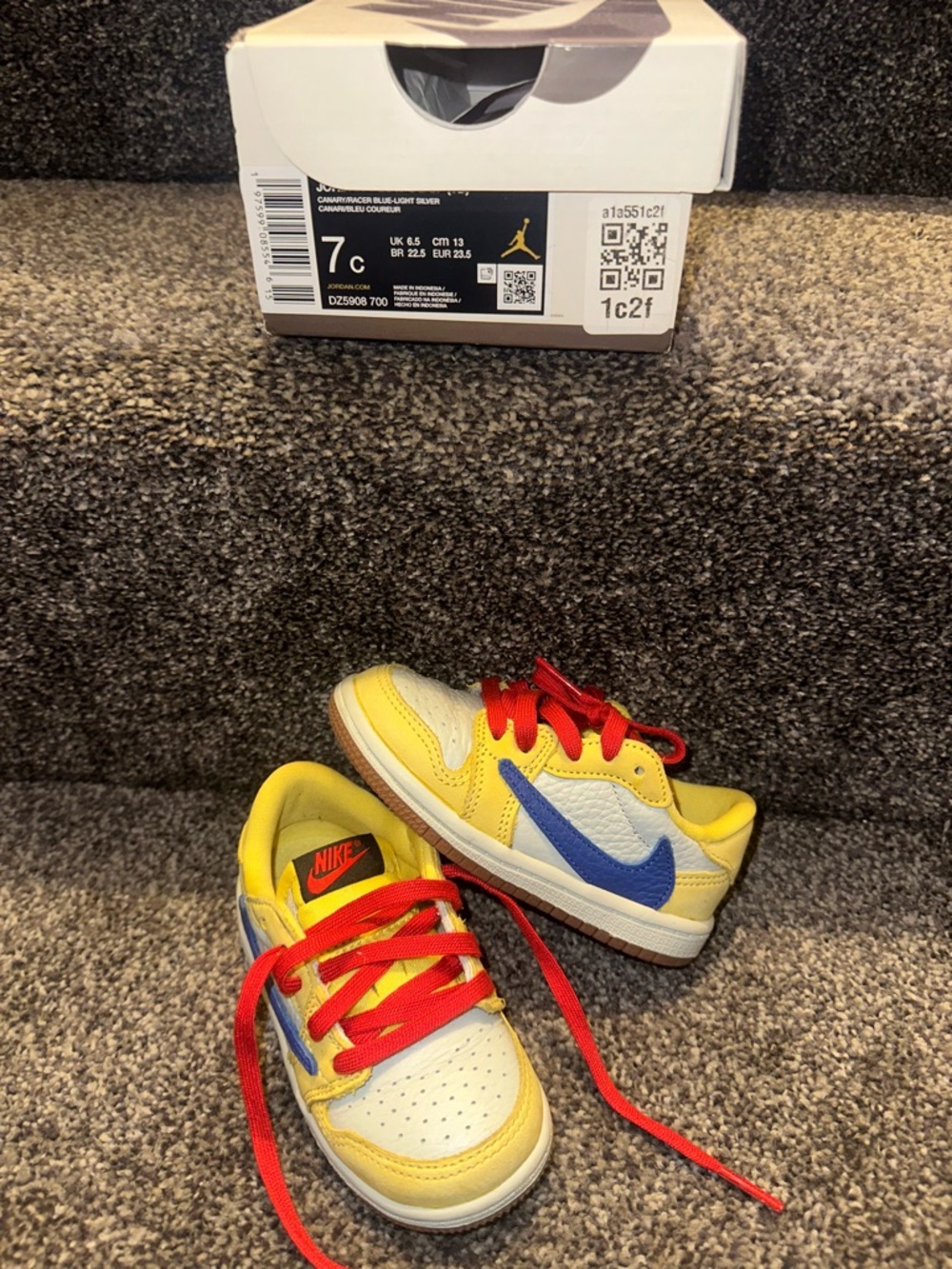 Travis Scott Toddler Sneakers in Yellow, Blue & Red